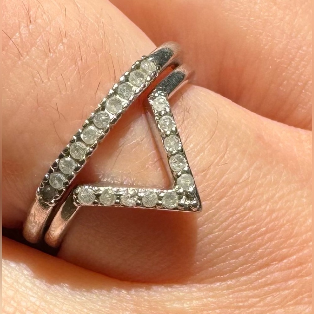 Genuine Diamond V Ring (1/10 ct. t.w.) in Sterling Silver, Size 5 - Picture 16 of 16